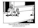 "I have to take him to his class for things kids used to learn on their own." - New Yorker Cartoon Premium Giclee Print by Bruce Eric Kaplan
