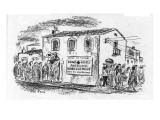 Line of French women entering an American Red Cross "Habillement Don de L'… - New Yorker Cartoon Premium Giclee Print by Alan Dunn