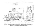 "Where the conspiracy theories of the right overlap the conspiracy theorie…" - New Yorker Cartoon Premium Giclee Print by Barbara Smaller
