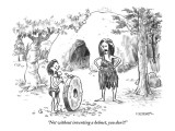 "Not without inventing a helmet, you don't!" - New Yorker Cartoon Premium Giclee Print by Pat Byrnes