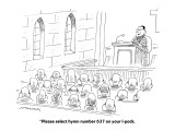 Pastor to church congregation. - Cartoon Premium Giclee Print by Mick Stevens