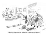 "When did we switch from magazines to musical instruments?" - New Yorker Cartoon Premium Giclee Print by Bob Eckstein