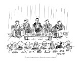 "The subject of tonight's discussion is: why are there no women on this pa…" - New Yorker Cartoon Premium Giclee Print by David Sipress