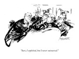 "Sure, I exploited, but I never outsourced." - New Yorker Cartoon Premium Giclee Print by William Hamilton