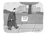 Man walks by a sign in park that reads: 'Beware of the Grass.' - New Yorker Cartoon Premium Giclee Print by Peter C. Vey