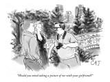"Would you mind taking a picture of me with your girlfriend?" - New Yorker Cartoon Premium Giclee Print by Carolita Johnson