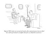 "Agreed. We'll reduce our arsenal of insults, jibes and grievances by one-…" - New Yorker Cartoon Premium Giclee Print by Robert Mankoff