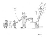 Vendor selling "Important Balloons" for thirty dollars to children in suits. - New Yorker Cartoon Premium Giclee Print by Zachary Kanin
