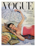Vogue Cover - July 1954 Premium Giclee Print by Karen Radkai