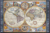 Antique Map, New Map of the World, 1626 Stretched Canvas Print by John Speed