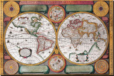 Antique Map, Terre Universelle, 1594 Leinwand von Petro Plancio