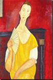 Woman with a Fan Leinwand von Amedeo Modigliani