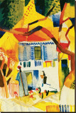 Inner Court of the Country House in St-Germain, 1914 Reproduction transférée sur toile : par Auguste Macke