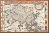 Antique Map, Asia, 1626 Stretched Canvas Print by John Speed