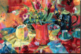 Cruche de fleurs Reproduction transférée sur toile par Peter Graham