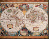 Carte géographique ancienne Reproduction transférée sur toile : par Henricus Hondius