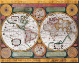 Antique Map, Terre Universelle, 1594 Leinwand von Petro Plancio