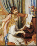 Girls at the Piano Stretched Canvas Print by Pierre-Auguste Renoir