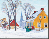 Winter Morning in Baie-St-Paul Reproduction transférée sur toile : par Clarence Alphonse Gagnon