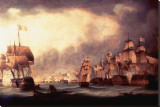 Sailboat Warships, Naval Battle Reproducción en lienzo de la lámina