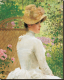 Lady in the Garden Stretched Canvas Print by Paul Peel