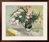 Vase with Oleanders and Books, c.1888 Framed Giclee Print by Vincent van Gogh
