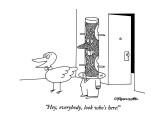 "Hey, everybody, look who's here!" - New Yorker Cartoon Premium Giclee Print by Charles Barsotti
