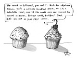 A cupcake talks to a muffin. - New Yorker Cartoon Premium Giclee Print by Farley Katz
