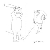 A thief holds a bat ready to hit a man over the head but the man coming ar… - New Yorker Cartoon Premium Giclee Print by Ed Arno