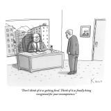 "Don't think of it as getting fired. Think of it as finally being recogniz…" - New Yorker Cartoon Premium Giclee Print by Zachary Kanin