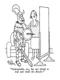 "Impregnable, yes, but not afraid to stop and smell the flowers." - New Yorker Cartoon Premium Giclee Print by George Price