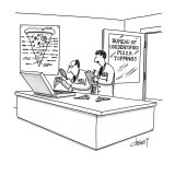 Lab with title "Bureau Of Unidentified Pizza Toppings". - New Yorker Cartoon Premium Giclee Print by Tom Cheney