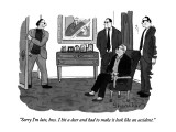 "Sorry I'm late, boss.  I hit a deer and had to make it look like an accid…" - New Yorker Cartoon Premium Giclee Print by Danny Shanahan