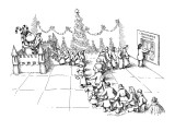 A line of children wait to see Santa Claus to tell him what they want for … - New Yorker Cartoon Premium Giclee Print by John O'brien