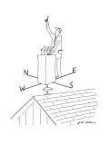 Politician stands at podium which is on top of a weathervane with one fing… - New Yorker Cartoon Premium Giclee Print by Ed Arno
