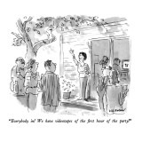 "Everybody in!  We have videotapes of the first hour of the party!" - New Yorker Cartoon Premium Giclee Print by James Stevenson