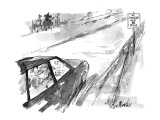 Road sign says "No smoking next 10 miles". - New Yorker Cartoon Premium Giclee Print by Joseph Mirachi