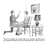 "First it was Maria and Arnold, then it was Caroline and Ed, then it was F…" - New Yorker Cartoon Premium Giclee Print by Everett Opie
