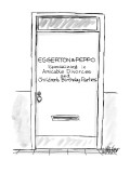 Door with name plate "Eggerton& Peppo-Specializing in Amicable Divorces an… - New Yorker Cartoon Premium Giclee Print by Warren Miller