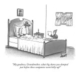 "My goodness, Grandmother, what big shares you dumped just before these co…" - New Yorker Cartoon Premium Giclee Print by Tom Cheney