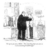 "It's up to you now, Miller. The only thing that can save us is an account…" - New Yorker Cartoon Premium Giclee Print by Robert Weber