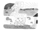 Rooster sings: 'DAY-O! Day-ay-ay-o!!' chorus of chickens sing, 'Daylight c… - New Yorker Cartoon Premium Giclee Print by Danny Shanahan