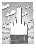 New Trump building West side shore, in shape of obscene gesture. - New Yorker Cartoon Premium Giclee Print by Tom Hachtman