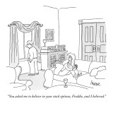 "You asked me to believe in your stock options, Freddie, and I believed." - New Yorker Cartoon Premium Giclee Print by Jack Ziegler