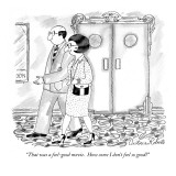 "That was a feel-good movie.  How come I don't feel so good?" - New Yorker Cartoon Premium Giclee Print by Victoria Roberts