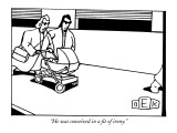 "He was conceived in a fit of irony." - New Yorker Cartoon Premium Giclee Print by Bruce Eric Kaplan