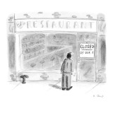 Man stares at a sign in the window of Ed's Restaurant which reads: 'Closed… - New Yorker Cartoon Premium Giclee Print by Roz Chast