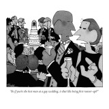"So if you're the best man at a gay wedding, is that like being first runn…" - New Yorker Cartoon Premium Giclee Print by William Haefeli