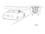 Couple in car headed for Los Angeles read road sign that says; 'Los Angele… - New Yorker Cartoon Premium Giclee Print by Alex Gregory