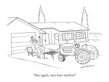 "Once again, man beats machine!" - New Yorker Cartoon Premium Giclee Print by Nick Downes